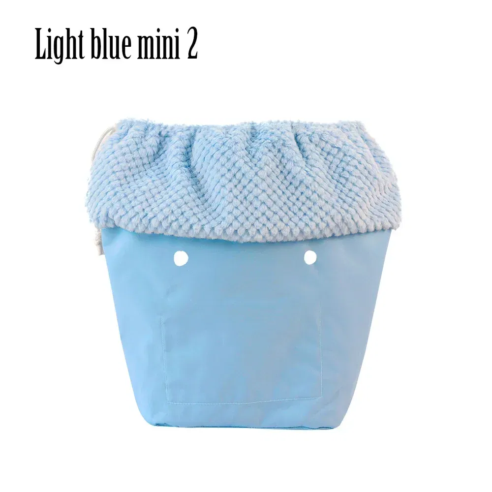Color: light yellow - 2025 Winter O Bag Large Capacity Classic Mini Plush Fur Furry Organizer Top Drawstring Colorful Inner Insert for Obag Winter