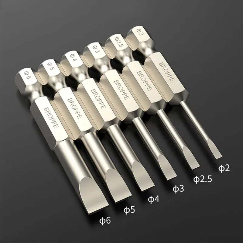 Color: GRAY - Flat Head Screwdriver Bit Set Magnetic Tip Slotted Screwdriver Electric Driver Tool S2 Steel 1/4 Inch Shank Quick Change