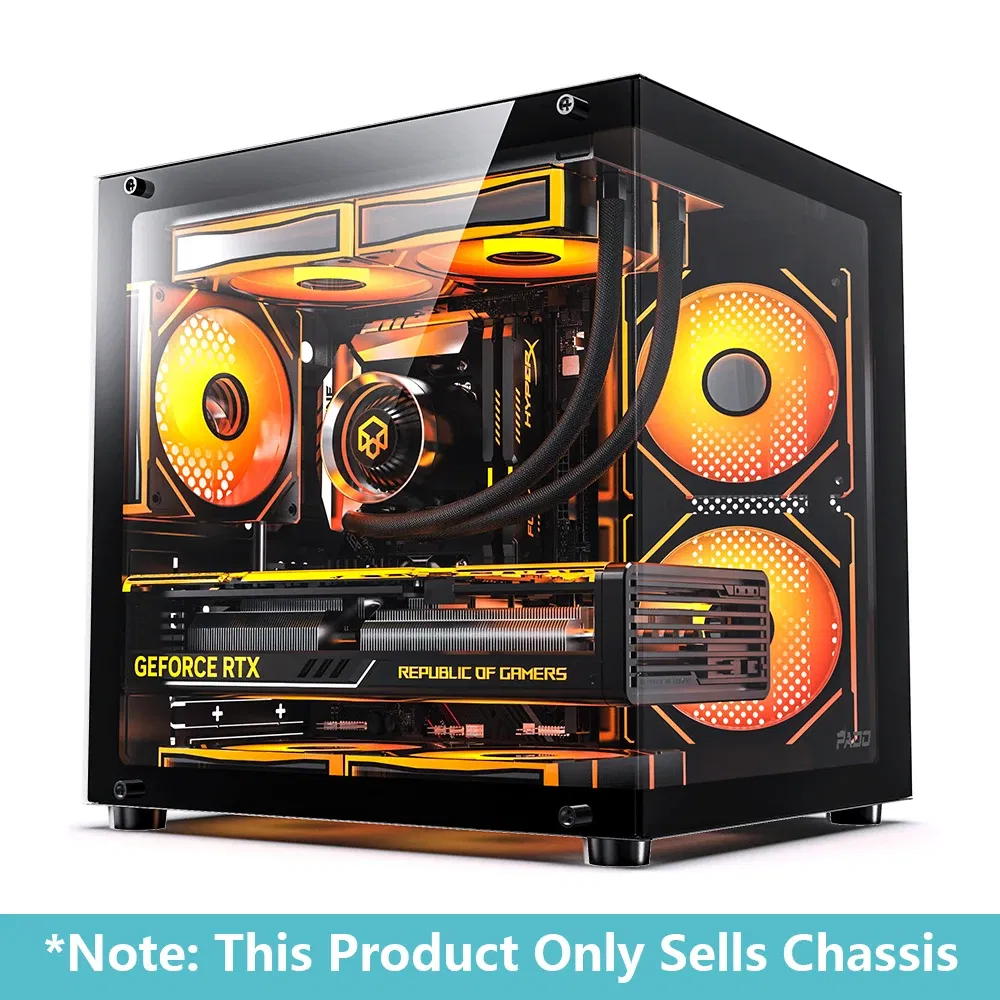 Color: black, Ships From: CHINA - To PADO YL Pc Case Sea view Room M-ATX Desktop Computer Main Chassis Without A-pillar Double-Sided Tempered Glass PC gamer