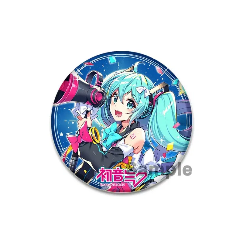 Color: Silver, Size: S - 58/44/32mm Miku Anime Round Pins Cartoon Badges Cosplay Handmade Tinplate Brooch on Backpack Clothes Chest Ornament Gifts