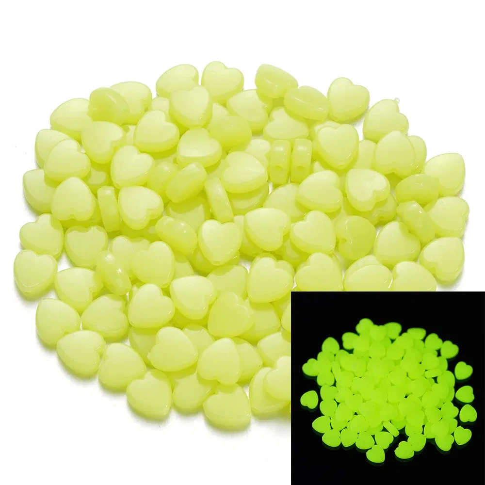 Color: Yellow, Item Diameter: 2mm - 50Pcs Luminous Star Beads Heart Shape Acrylic Beads Loose Spacer Beads for Jewelry Making DIY Bracelet Necklace Accessories