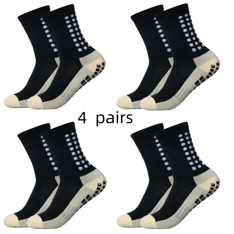 Color: multi - 4 pairs of men's soccer socks non-slip grip pad football basketball socks