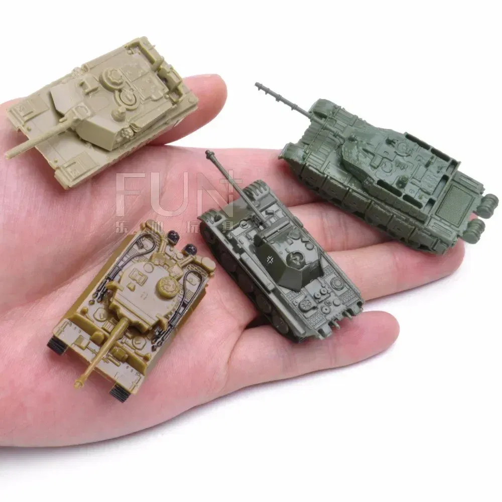 Color: Light Grey - 1/144 4D Classic Tank Model WWII Tiger Leopard US GER CHN USSR RUS Finished Model Sand Table Plastic Tanks Toy