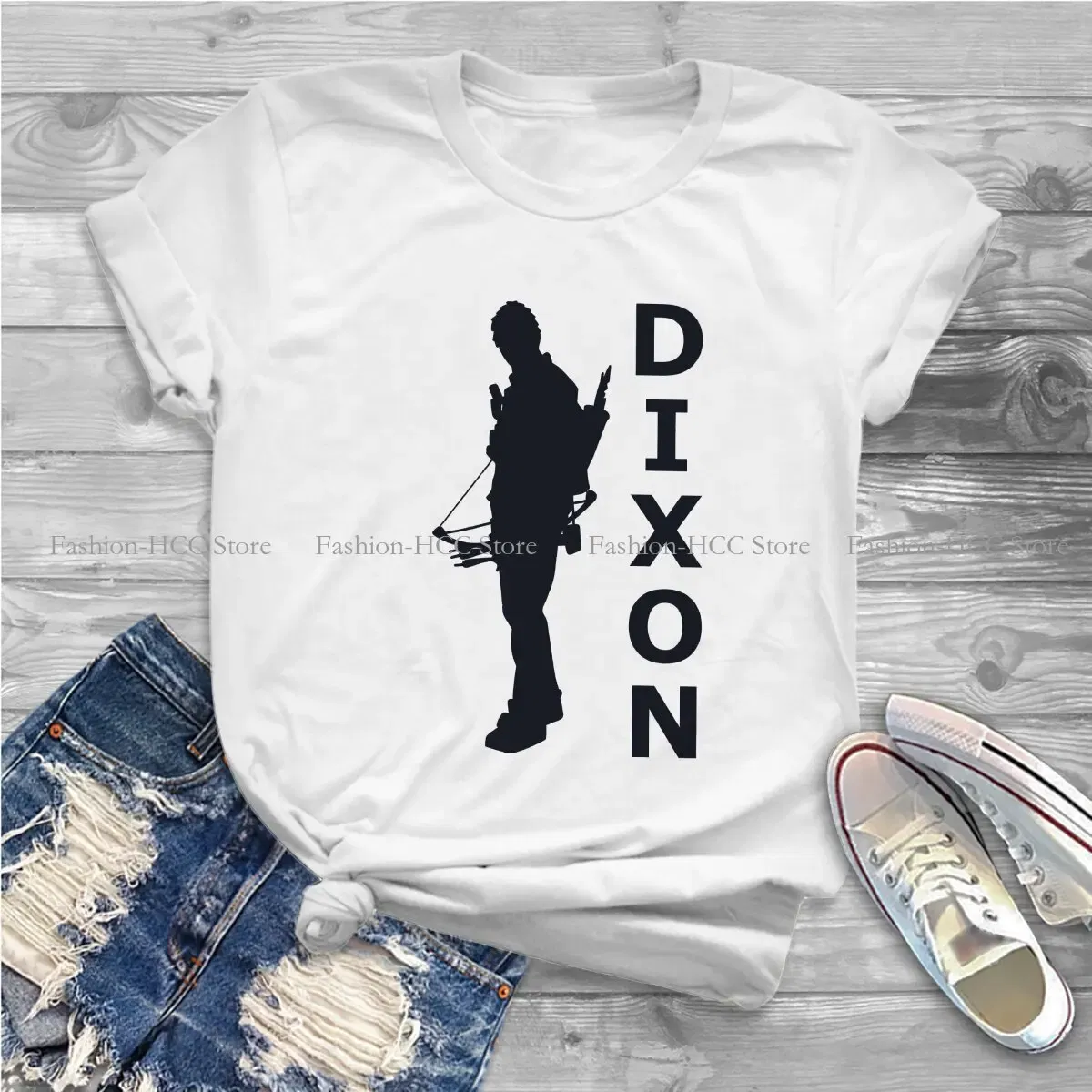 Color: WHITE, Size: XXL - Daryl Dixon Classic Special Polyester TShirt The Walking Dead Dary Dixon Comfortable Hip Hop Gift Idea  T Shirt Stuff