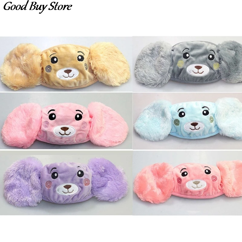 Color: GRAY - Cartoon Bear Earmuffs Children Autumn Winter Fur Earmuff Mouth Cover Kids Comfortable Ear Muff Ear Warmer Skiing Warm Earlap