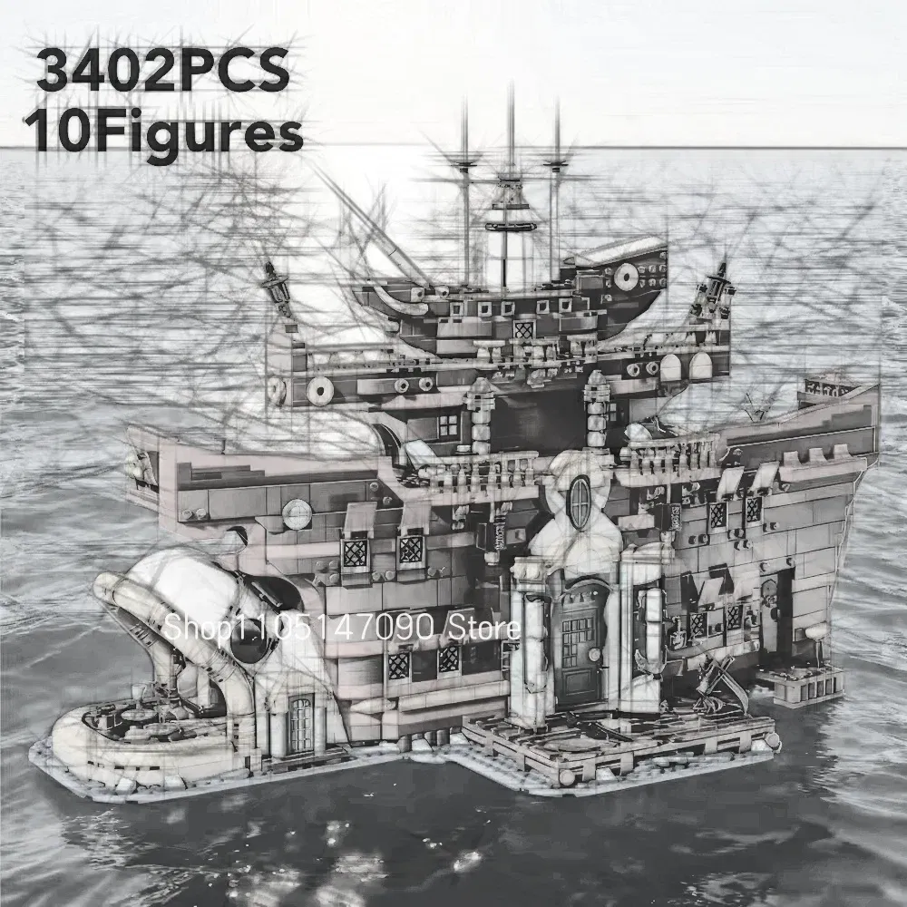 New floating restaurant model building blocks craft ship restaurant difficult toys for children and adults holiday Christmas bir