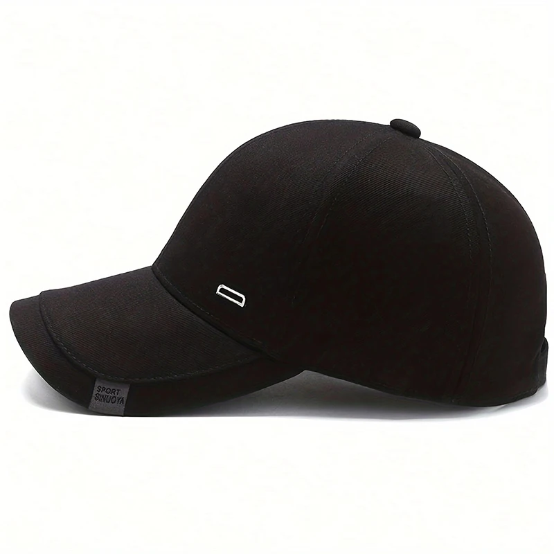 Color: black - Unisex Square Silver Buckle Label Baseball Caps Spring Autumn Outdoor Adjustable Casual Hats Sunscreen Hat