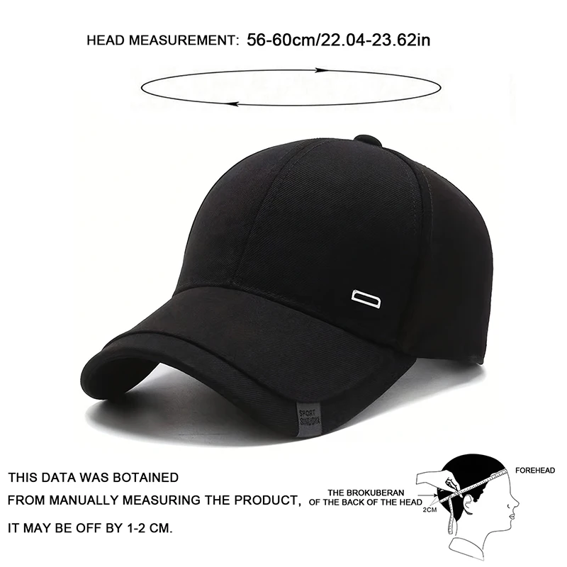 Color: black - Unisex Square Silver Buckle Label Baseball Caps Spring Autumn Outdoor Adjustable Casual Hats Sunscreen Hat