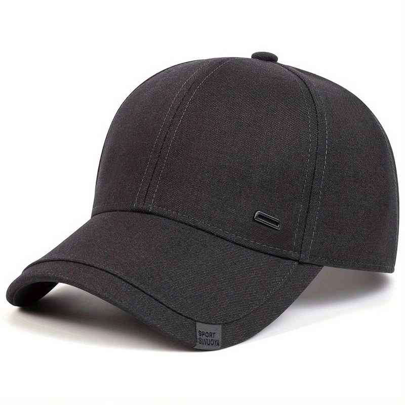 Color: black - Unisex Square Silver Buckle Label Baseball Caps Spring Autumn Outdoor Adjustable Casual Hats Sunscreen Hat