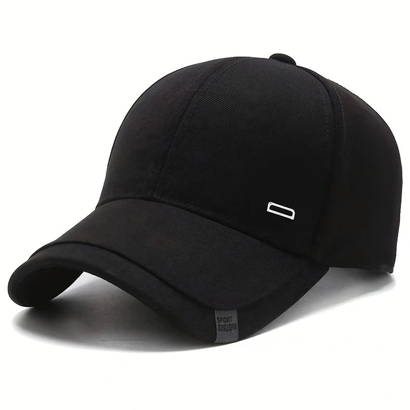 Color: black - Unisex Square Silver Buckle Label Baseball Caps Spring Autumn Outdoor Adjustable Casual Hats Sunscreen Hat