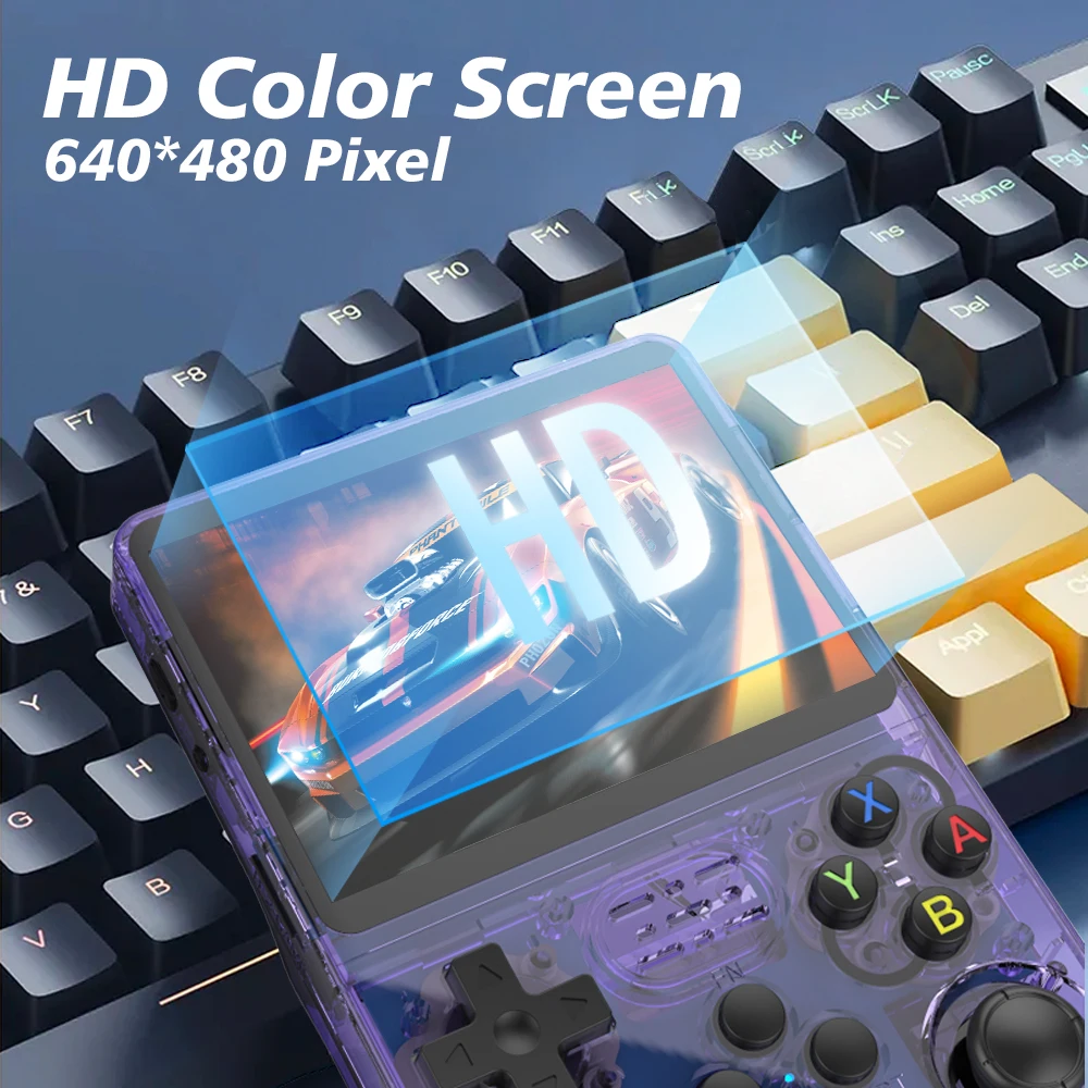 Color: Black - R36S Retro Handheld Video Game Console Linux System 3.5 Inch IPS Screen R35s Pro Portable Pocket Video Player 64GB Games