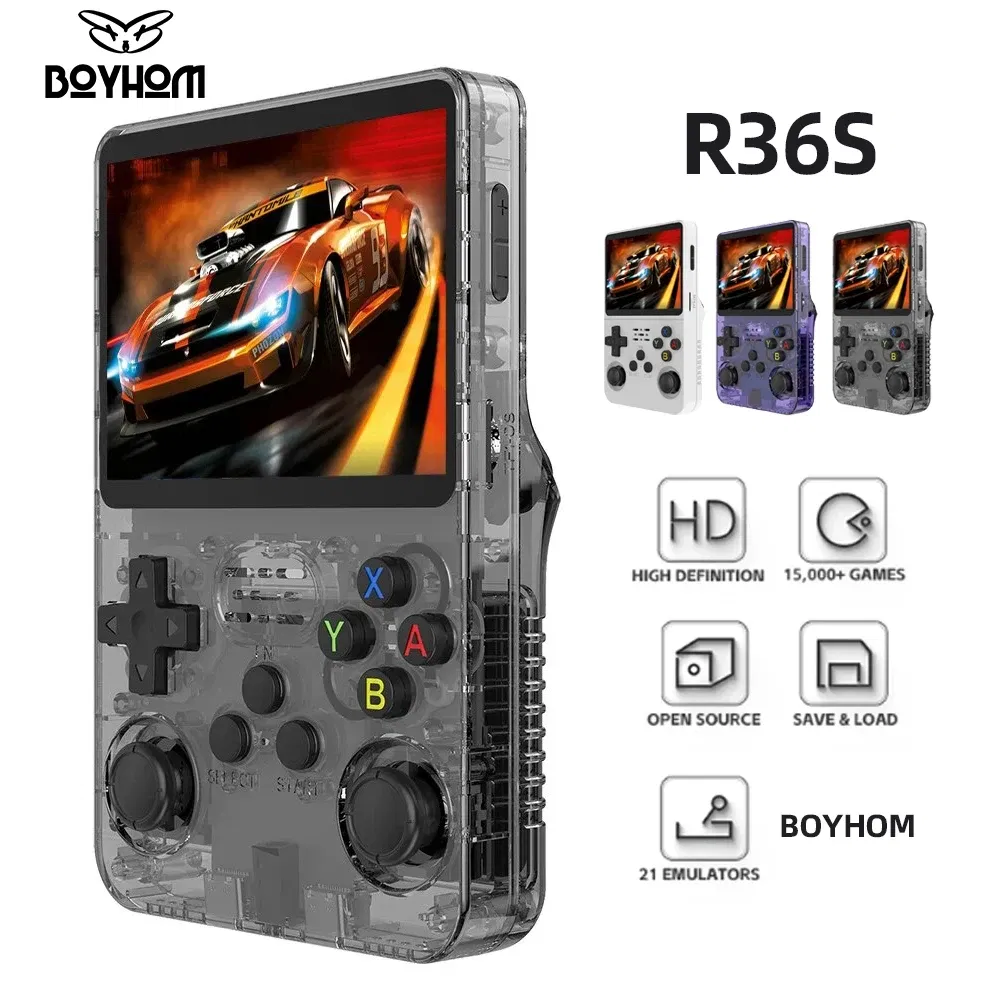 Color: Black - R36S Retro Handheld Video Game Console Linux System 3.5 Inch IPS Screen R35s Pro Portable Pocket Video Player 64GB Games