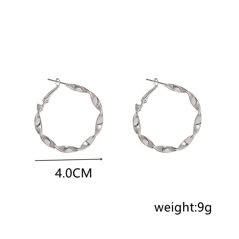 Metal Color: Light Yellow Gold Color - Exaggerated Spiral Wave Hoop Earrings for Women Simple Personality Frosted Metal Huggie Jewelry Brincos Christmas Day Girl Gift