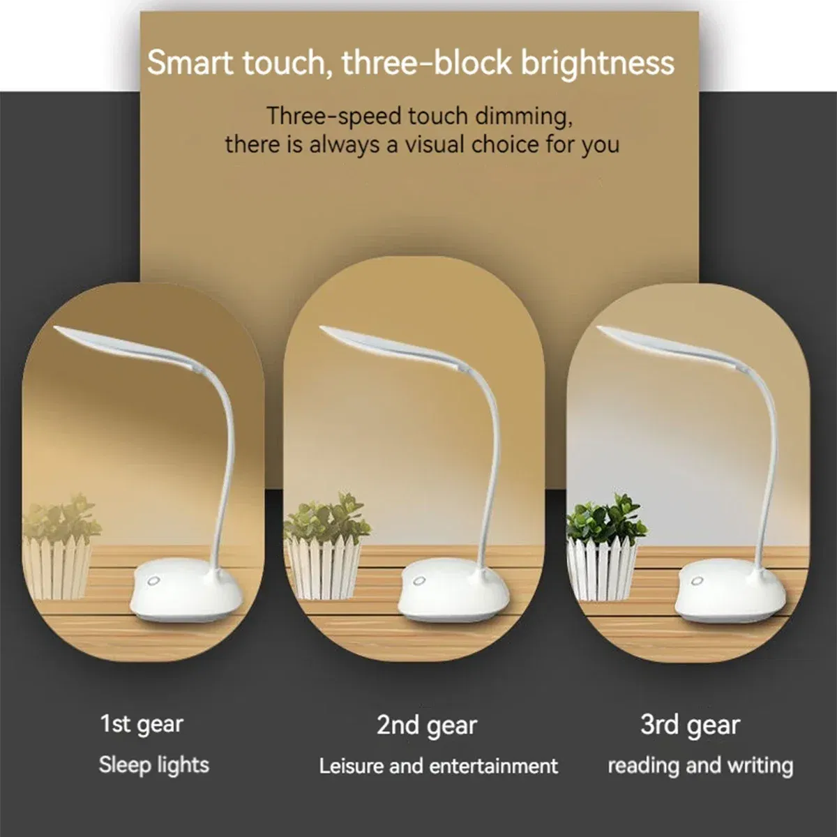 Body Color: Blue - LED Reading Desk Lamp Portable Desk Lamp USB Charging Table Light Touch Dimming Learn Eye Protection Light Room Office Lighting