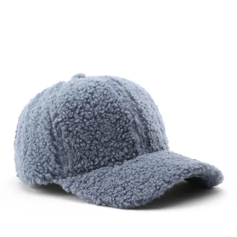 Color: black, Size: M - Autumn Winter Baseball Cap Women Artificial Lamb Wool Hats Keep Warm Cap Plush Baseball Caps Spring Baseball Cap Solid Sunshade