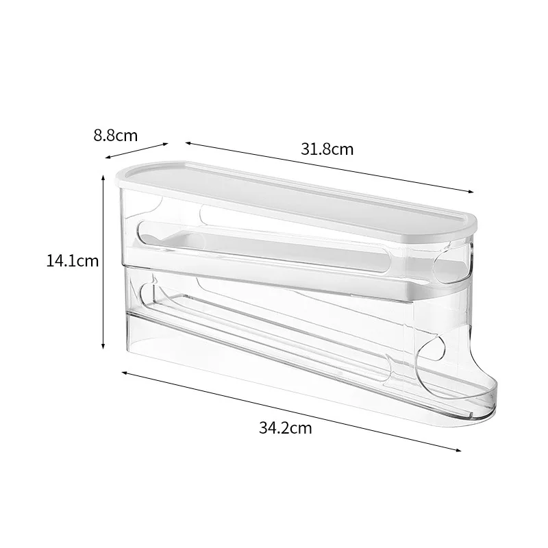 Color: WHITE - Bilayer Fridge Egg Storage Box Automatic Rolling Eggs Holder Rack Ladder Style Refrigerator Eggs Dispenser Egg Organizers Holder