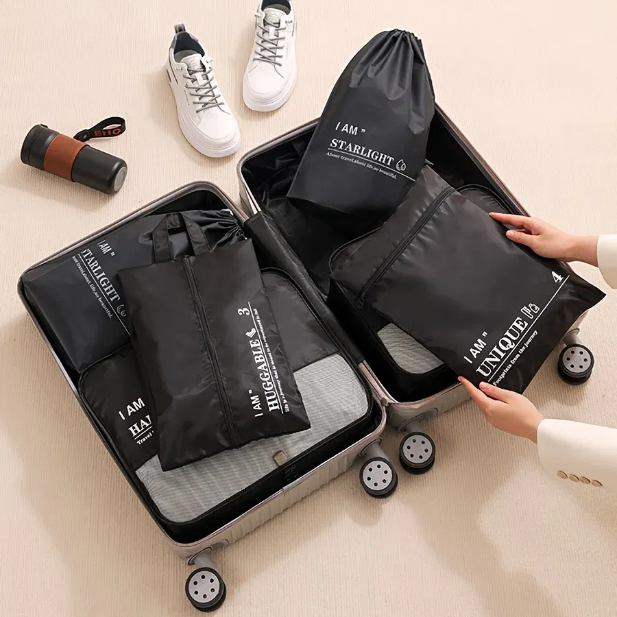 Color: black, Ships From: CHINA - 6pcs, Packing Cubes Luggage Organizers, Travel Accessories