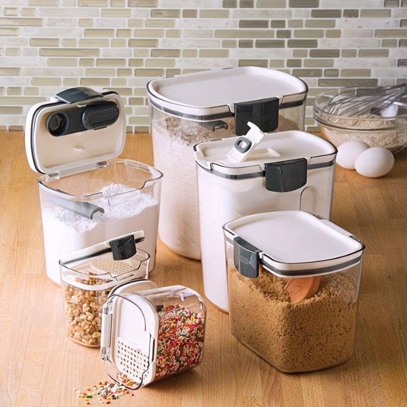 4-Piece Clear Plastic Airtight Pantry Food/Snack Kitchen Storage Organization Container – Secure and Efficient Food Storage Solution