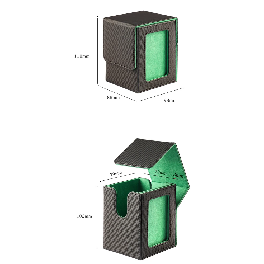 Color: green - New 100+ card storage box TCG MTG board game commander card carrying organizer box trading 3 "X4" regular storage box baseball