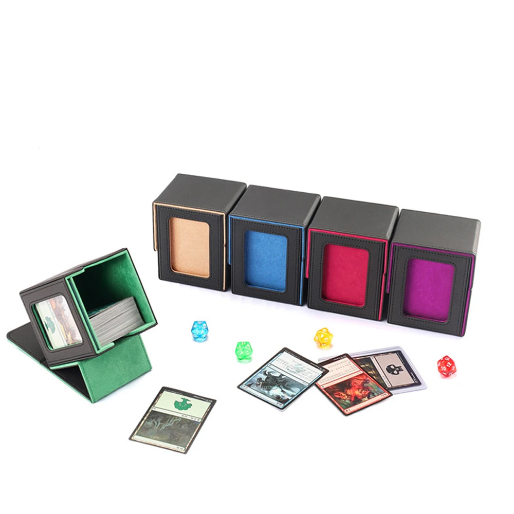 Color: green - New 100+ card storage box TCG MTG board game commander card carrying organizer box trading 3 "X4" regular storage box baseball