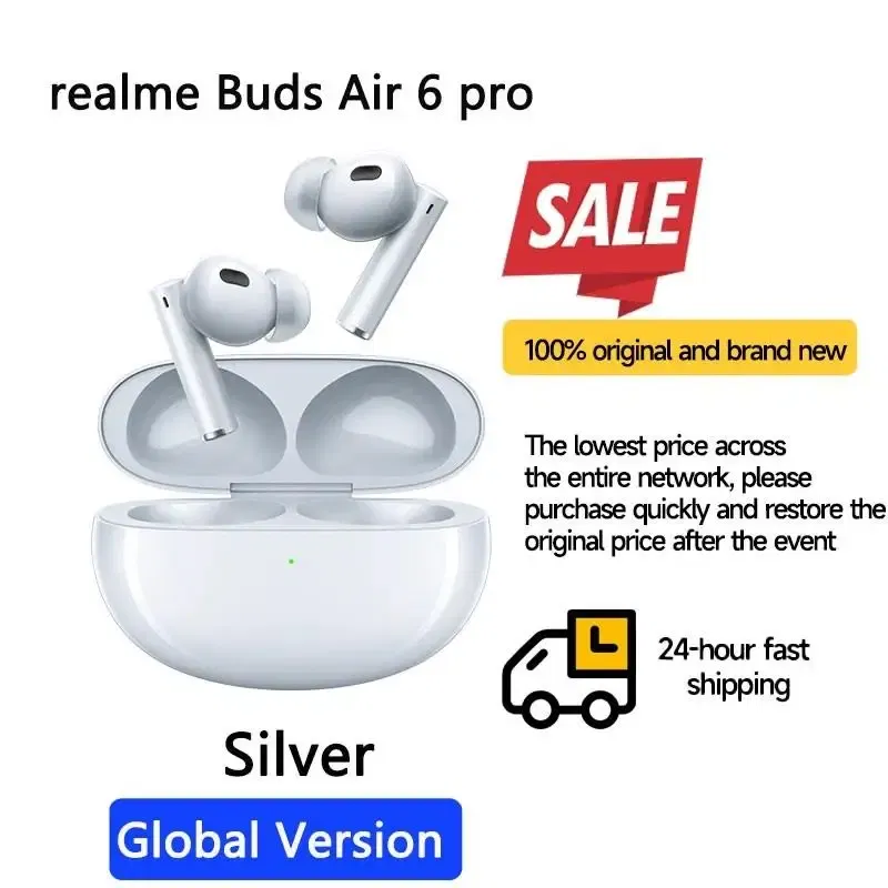 Color: Silver, Ships From: CHINA - New! Global Version Buds Air 6 Pro True Wireless Earphone 50dB Deep Sea Noise Reduction 2.0 Bluetooth 5.3 IP55 Headphone