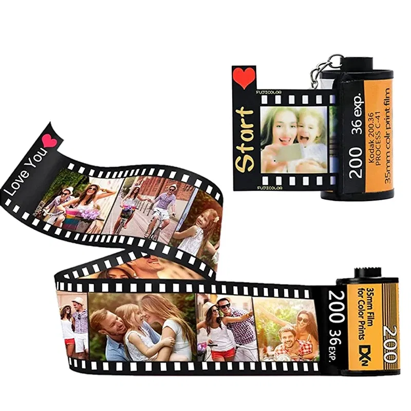 Custom Camera Film Roll Keychain DIY Personalized Photo Roll Keychains with Reel Album Wedding Anniversary Lovers Gift