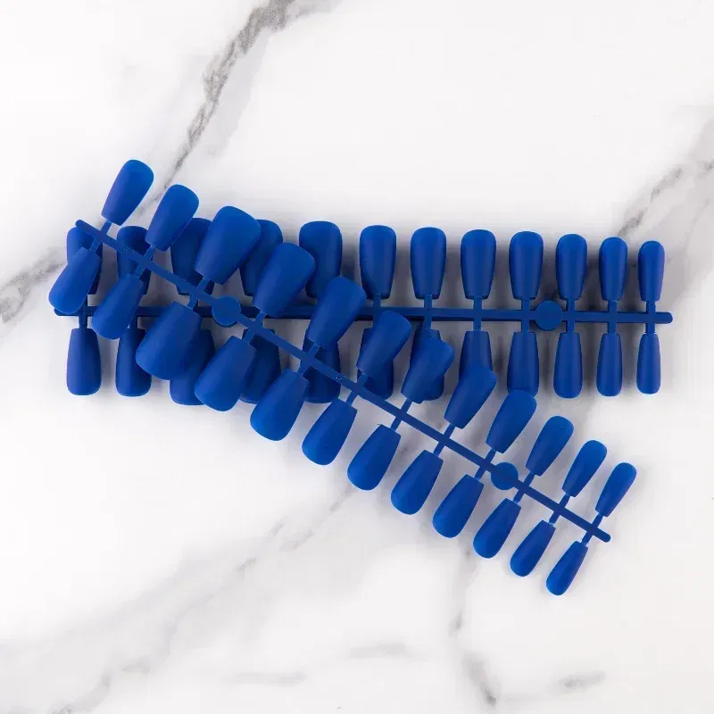Color: PURPLE - 24Pcs Blue Frosted Matte Square False Nail Ballet Press on Nails Tips for Nails Art Artificial Fingernails Fake Nail