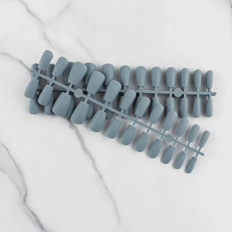 Color: PURPLE - 24Pcs Blue Frosted Matte Square False Nail Ballet Press on Nails Tips for Nails Art Artificial Fingernails Fake Nail