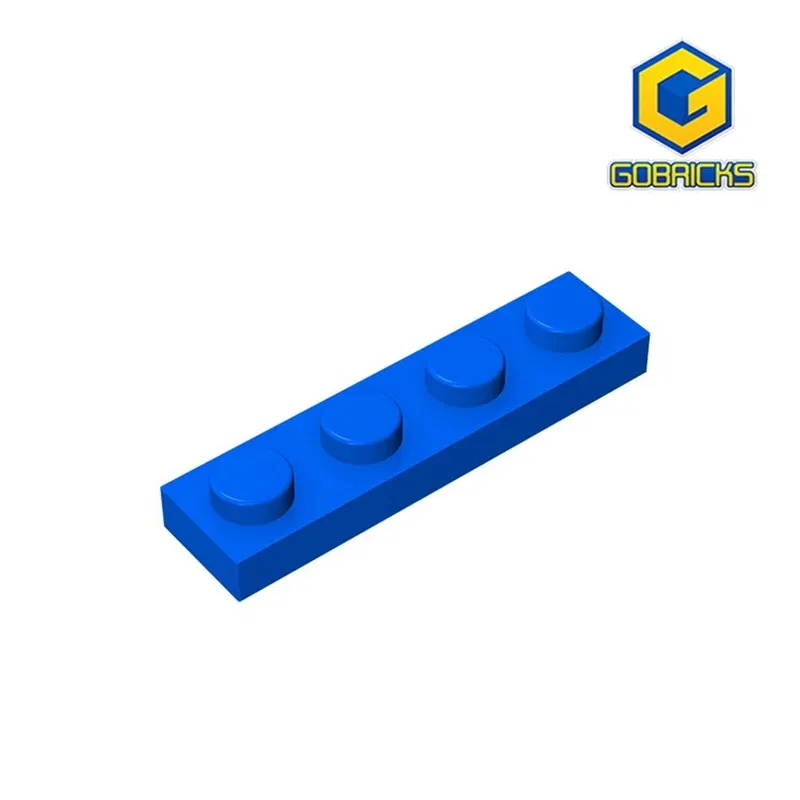 Color: Blue - Gobricks 10PCS MOC Bricks Parts Plate 3710 1x4 Compatible Assembles Particles For Building Blocks DIY Bricks Educational Toys