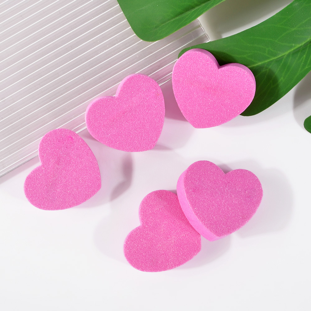Color: Red - 1pc/5pcs/10pcs Heart Sponge Nail Files Blocks 180/240 Double-sided Polishing Sanding Buffer Washable Sandpaper Manicure Tools