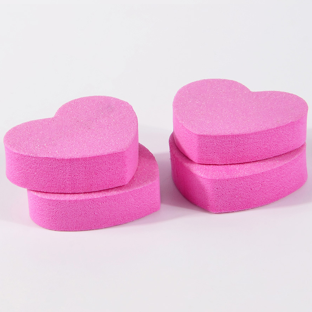Color: Red - 1pc/5pcs/10pcs Heart Sponge Nail Files Blocks 180/240 Double-sided Polishing Sanding Buffer Washable Sandpaper Manicure Tools
