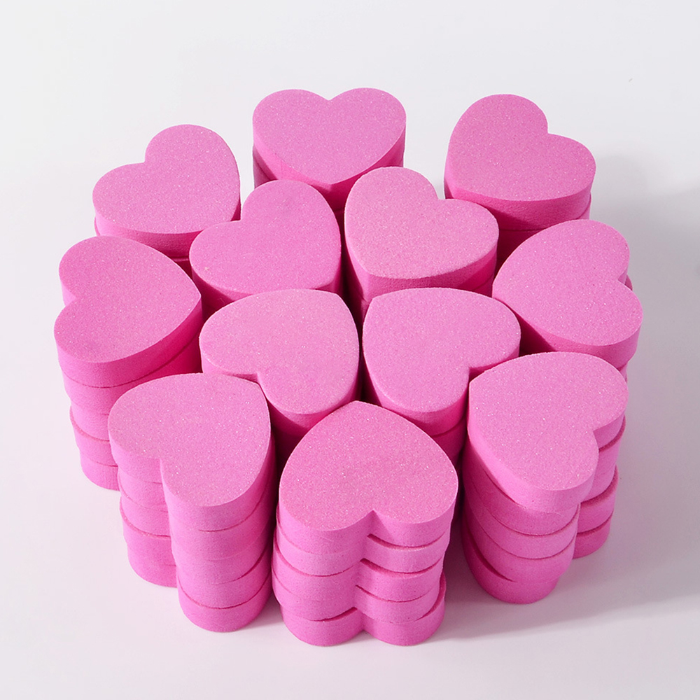 Color: Red - 1pc/5pcs/10pcs Heart Sponge Nail Files Blocks 180/240 Double-sided Polishing Sanding Buffer Washable Sandpaper Manicure Tools