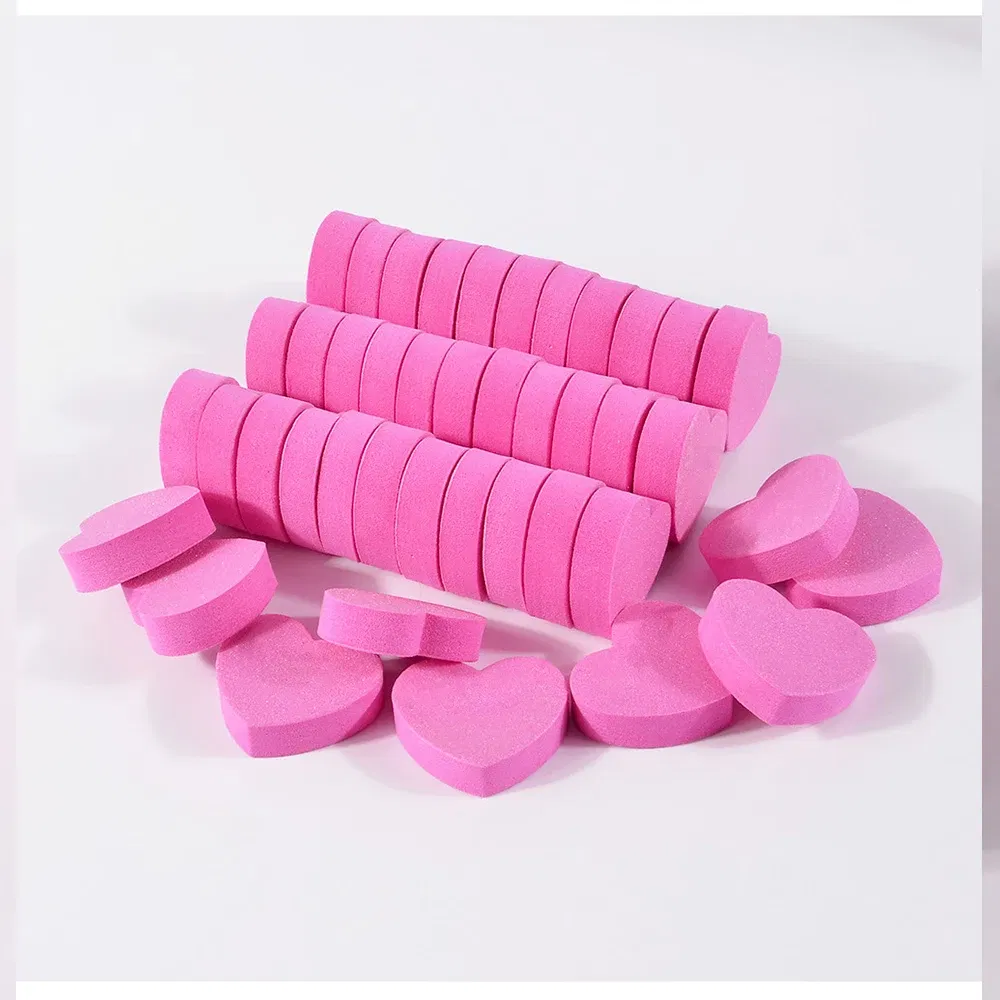Color: Red - 1pc/5pcs/10pcs Heart Sponge Nail Files Blocks 180/240 Double-sided Polishing Sanding Buffer Washable Sandpaper Manicure Tools