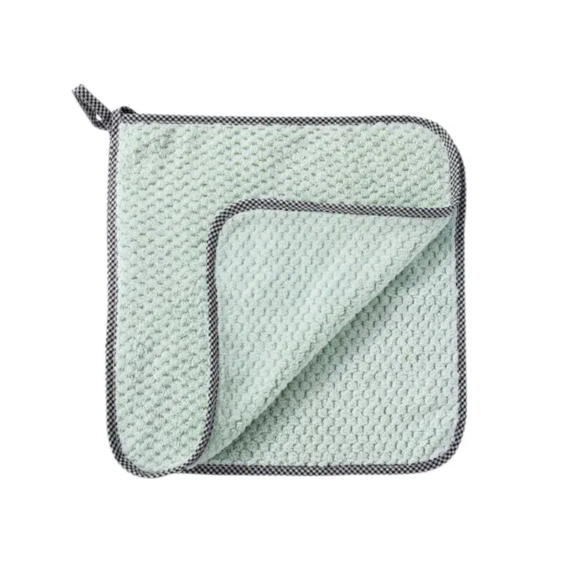 Color: Blue - Kitchen Daily Dish Towel Cloth Kitchen Rag Non-stick Oil Thickened Table Cleaning Cloth Double-layer Absorbent Microfiber