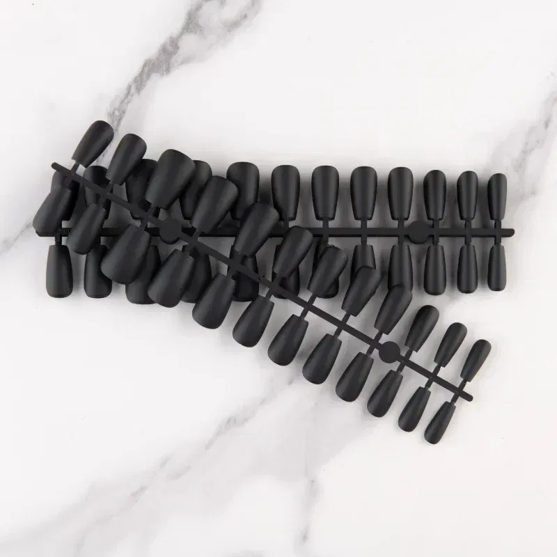 Color: GRAY - 24Pcs Blue Frosted Matte Square False Nail Ballet Press on Nails Tips for Nails Art Artificial Fingernails Fake Nail