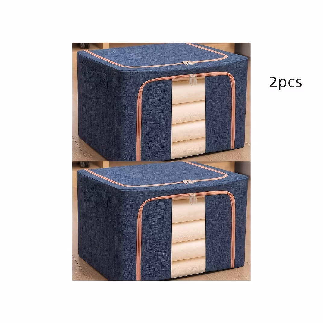 Contemporary Fabric Storage Box with Zippered Lid & Curved Closure – Multi-Purpose Rectangular Organizer for Home, Office, Clothes, Bedding