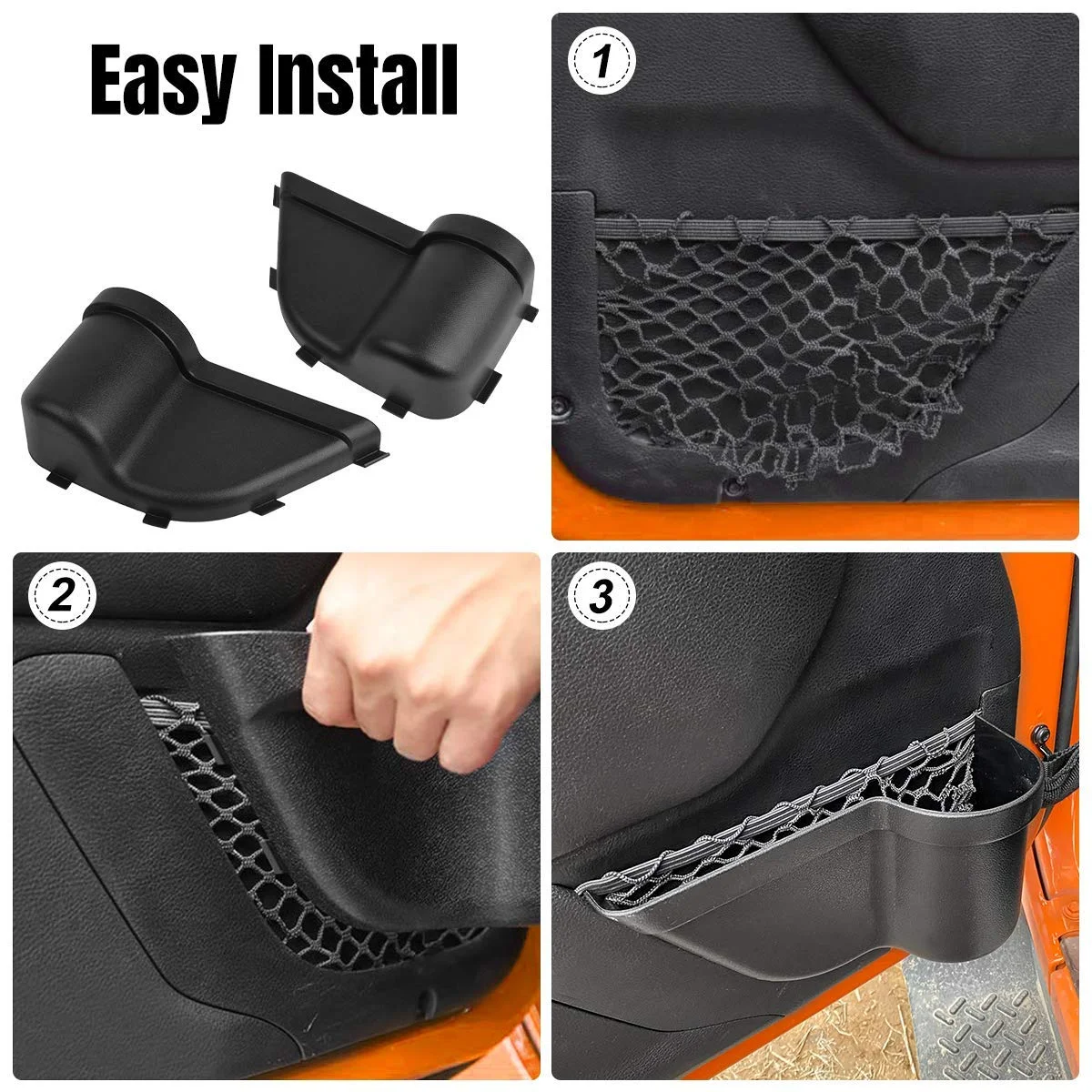 Front Door Storage Pockets Side Organizer Box Replacement for 2011-2018 JEE-p Wrangle-r J-K JK-U 2/4-Door Interior Accessories