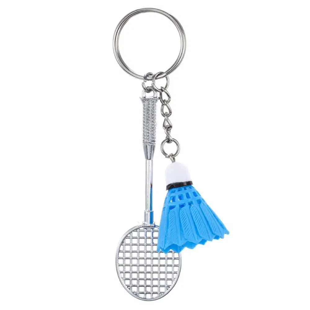 Color: WHITE - Fashion Mini Creative Metal Badminton Racket Keychain Diy Sporting Goods Handmade Accessories