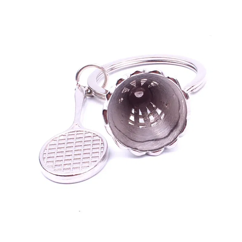 Color: WHITE - Fashion Mini Creative Metal Badminton Racket Keychain Diy Sporting Goods Handmade Accessories