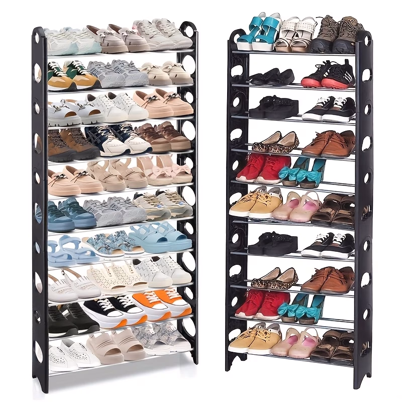 10-Tier Adjustable Shoe Rack Organizer Storage Shelf Unit – 2-10 Tier Random Combination Shoe Storage for Bedroom, Porch, and Entryway