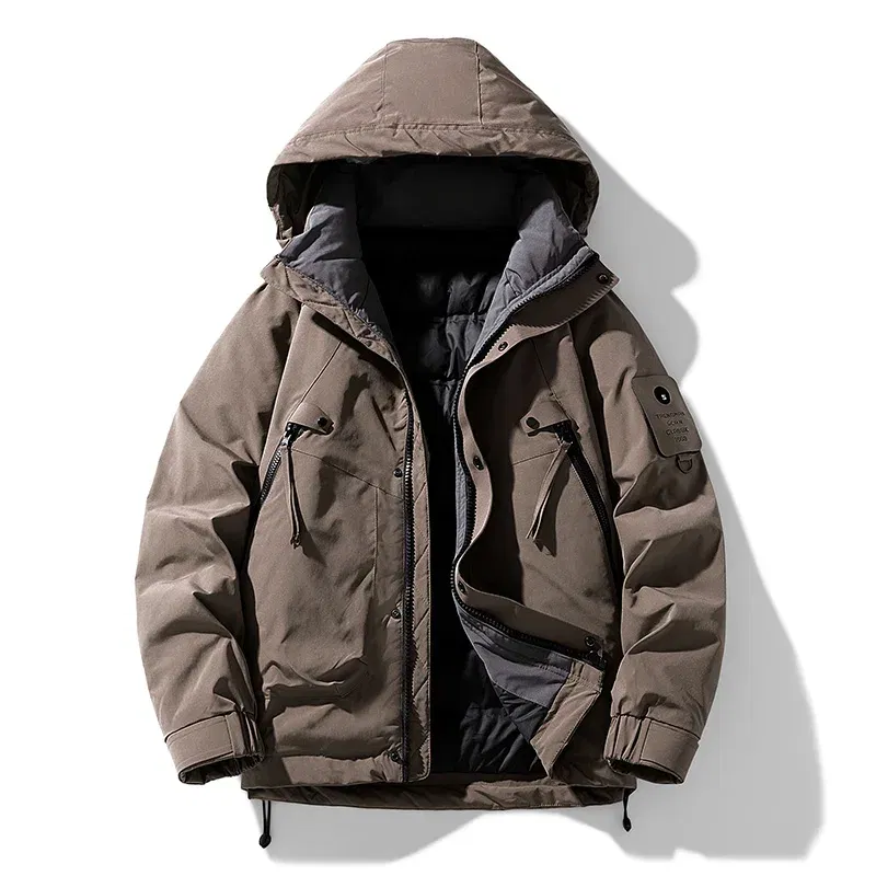 Wind-Resistant Down Jacket Thickened Warm Men Clothing With Hood Winter Parkas High Quality Zipper Comfortable Roupas Masculinas