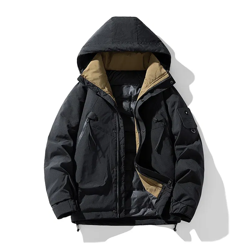 Wind-Resistant Down Jacket Thickened Warm Men Clothing With Hood Winter Parkas High Quality Zipper Comfortable Roupas Masculinas
