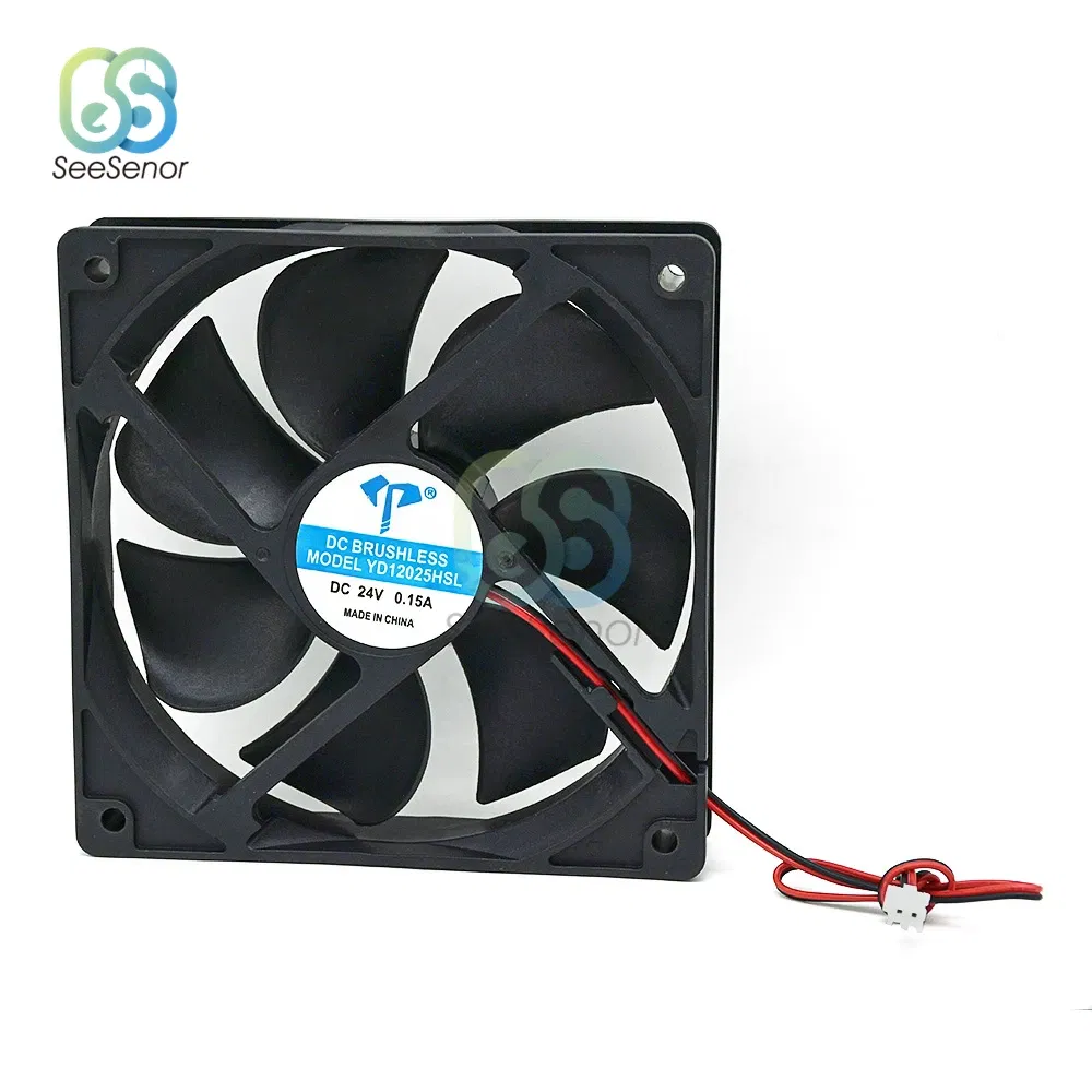 Color: Black - 120mm 12cm 12025 Fan 5V 12V 24V 120mm*120mm*25mm Fan DC Brushless Cooling Fan 120x120x25mm 2PIN PC Computer Case Cooler