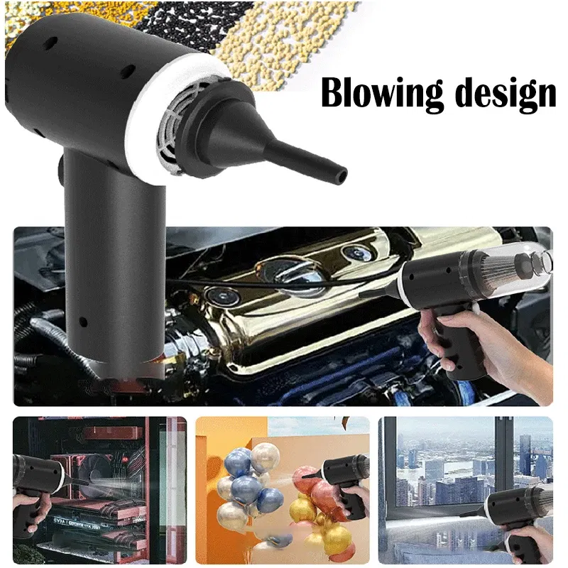 Color: black - 9000Pa Wireless Car Vacuum Cleaner USB Charging 1200mAh Portable Cleaning Appliance Mini Wet and Dry Vacuum Cleaner Household