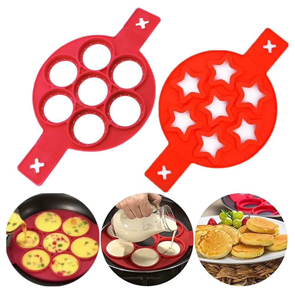 Color: Dark Khaki - Egg Pancake Ring Non-stick Pancake Machine Mold Silicone Egg Frying Pan Forming Machine Omelet Mold Kitchen Baking Accessories