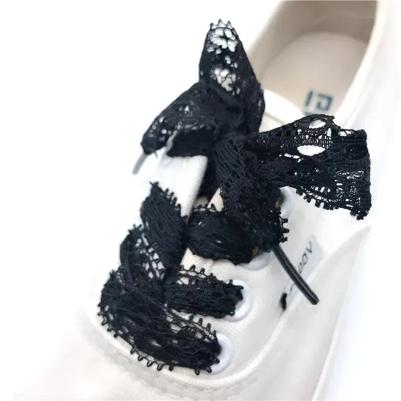 Color: black, Length: 100cm, Ships From: CHINA - 1 Pair New Lace Shoelaces Women's Casual Shoes Fashion Ribbon Shoelace Outdoor Sneakers Black Shoe Laces 80CM/100CM/120CM