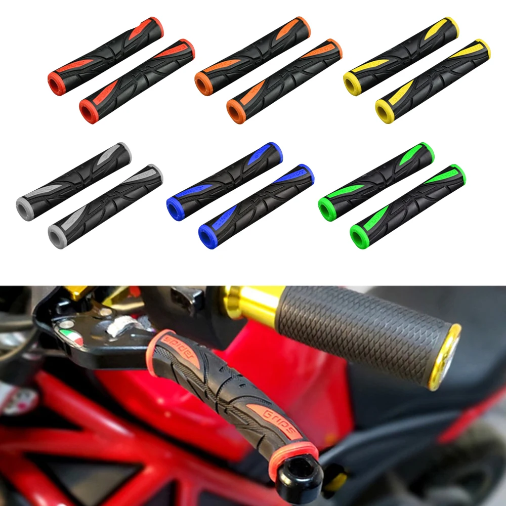 Color: Blue - 2Pcs Soft Anti-Slip durable Brake Handle Silicone Sleeve Motorcycle Bicycle Protection Cover Protective Handlebar Accessories