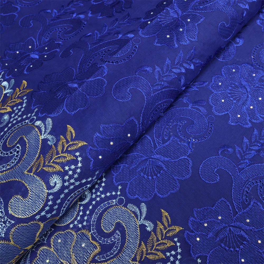 Color: black, Length: 5 yards, Width: 120cm - Latest Dry Cotton African Lace Fabric High Quality 2024 Swiss Voile Lace Fabric with Stones For Nigeria Wedding Sewing Dresses