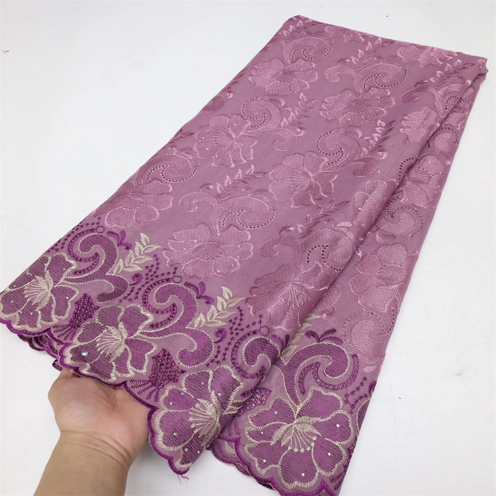 Color: black, Length: 5 yards, Width: 120cm - Latest Dry Cotton African Lace Fabric High Quality 2024 Swiss Voile Lace Fabric with Stones For Nigeria Wedding Sewing Dresses