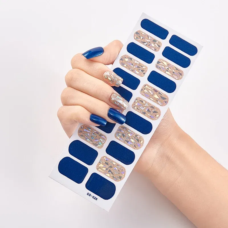 Color: Mixed Colors - DIY Gel Nail Stickers Cured-free Long-Lasting Solid Color Nail Strips Patch Slider Sticker Full Cover Decal Nail Manicure Patch